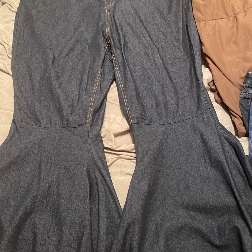 5 button wide flare leg crop jeans